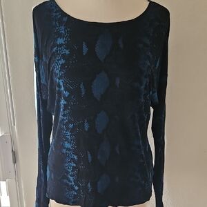 Express Midnight Black and Deep Blue Long Sleeve Top